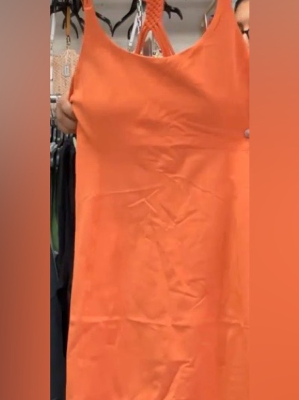 Orange Cross-Back Ribbed Tank Dress - Picture 2 of 2
